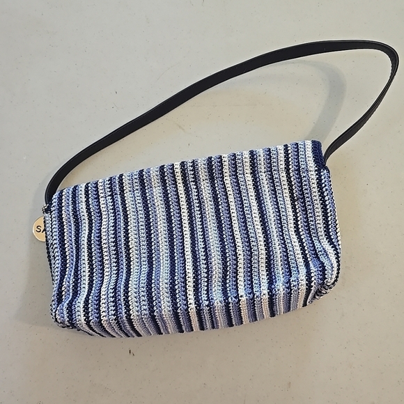 Striped Blue and White Shoulder Bag The Sak Purse - Picture 4 of 9